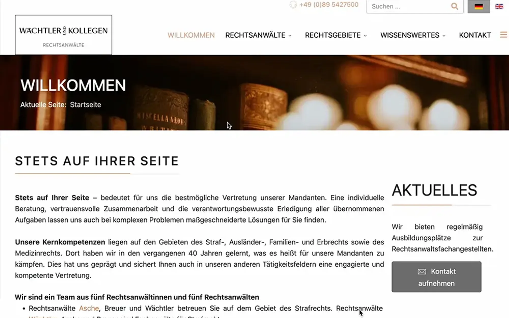 Die alte Baukastenwebsite von Wächtler & Kollegen